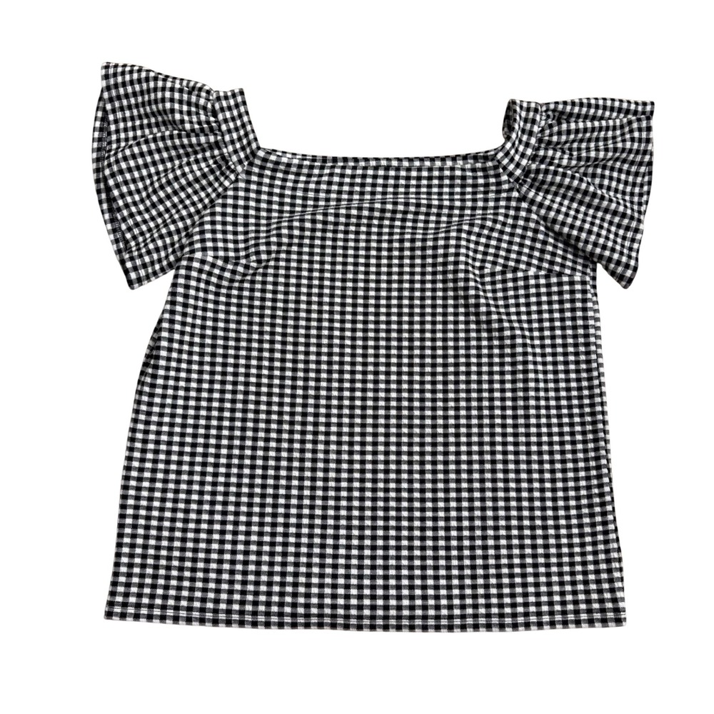 Express (Black/White)‎ Gingham Flutter Sleeve Top Womens Small